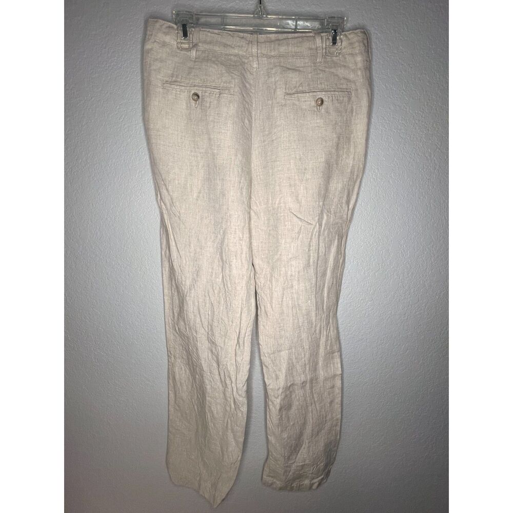 Perry Ellis Size 29(31) 100% Linen Flat Front Dress Pants Button Fly Cream Beach - Picture 6 of 11